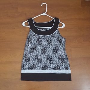 AB Studio Womens Sleeveless B&W Floral Top